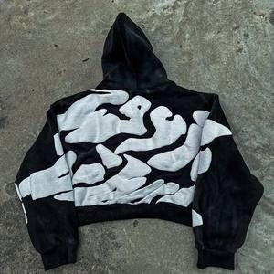 Sweat à capuche vintage 100% coton sur mesure, délavé au soleil, lourd, délavé à l'acide, style rétro streetwear, automne, impression numérique, broderie - Product Image 3