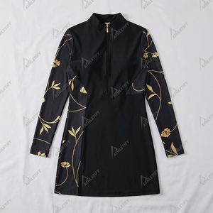 Vestido Modesto Floral de Manga Larga para Mujer, Transpirable, Sostenible, Ligero, Top Modesto Musulmán, Ropa Deportiva Modesta Sublimada con Cremallera - Product Image 2