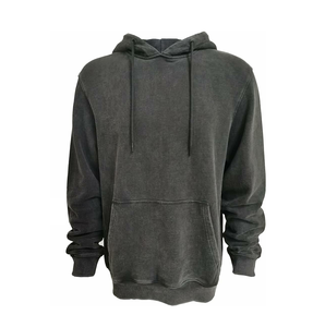 Sudadera con capucha de algodón grueso de alta calidad para hombre, personalizada con efecto desgastado por el sol, lavado ácido, estilo vintage y desgarrado. - Product Image 2