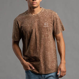 Camiseta con logo personalizado estampado a bajo precio, estilo acid wash para hombre, 100% algodón, corte holgado, para hacer ejercicio, camiseta acid wash para hombre - Product Image 2