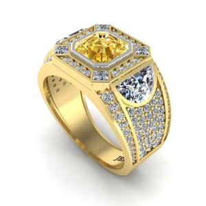 Anillo de bodas Cadillac de plata 925 chapado en oro con diamante radiante de Color amarillo de edición limitada para mujer a precio mayorista - Product Image 3