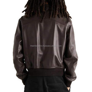 OEM Service Custom Made Logo Hombres Chaqueta de cuero genuino Uso de invierno Cremallera Hombres Chaqueta de cuero de moda para hombres - Product Image 3