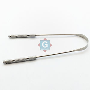 Grattoir lingual en acier inoxydable gris, réutilisable, écologique, en forme de U, pour un usage domestique, avec option de logo personnalisé - Product Image 1