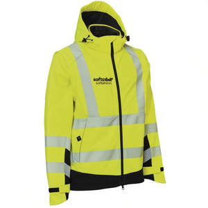 ELKA RAINWEAR <b>High</b>-<b>Visibility</b> M Size <b>Softshell</b> <b>Jacket</b> VISIBLE XTREME in Yellow/Black with Promotional Reflective Stickers Lights - Product Image 2