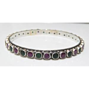 Brazalete de Plata de Ley 925 Hecho a Mano con Piedras Preciosas Clásicas, Talla de Rubí 2-5, Regalo Perfecto para Brazaletes de Cristal - Product Image 1