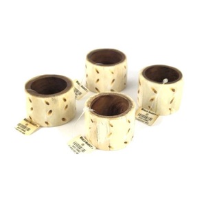 Ensemble de 4 ronds de serviette de maison accessoires de table de fête de noël de mariage de luxe porte-anneau de serviette en bois et en papier - Product Image 1