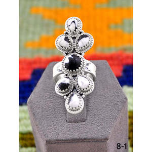 Bague ajustable en argent sterling plaqué or rose, sertie d'un diamant ovale taillé à la main, style sud-ouest, en argent de buffle blanc, tendance, sous licence - Product Image 2