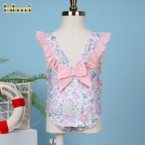 Traje de Baño Bikini para Niñas Babeeni, Diseño Floral Rosa y Amarillo, para Niños, OEM, ODM, Venta al por Mayor, Certificado OEKO-TEX, Transpirable, de Secado Rápido - Product Image 6