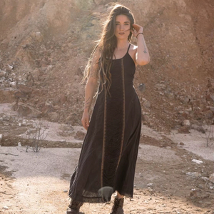 Robe longue bohème maxi, style vintage en coton biologique imprimé pour les mariages d'été - Product Image 1