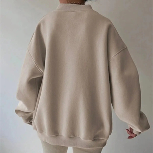 À la mode femmes sweat à capuche zippé surdimensionné Logo personnalisé sweats à capuche pull coton recadrée à capuche ensemble en gros - Product Image 1