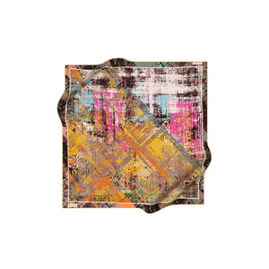 Écharpe carrée en twill de soie jaune avec motif brossé - Product Image 1