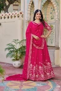 Tradicional Zari Work Bridal Lehenga Set Hecho a mano Boda Lehenga Choli con intrincados adornos de diseño para fiestas - Product Image 6