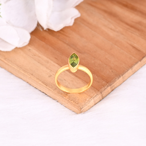 แหวนพลอยเพอริดอทธรรมชาติสีเงินสเตอร์ลิงทำด้วยมือแหวนของขวัญผู้หญิงชุบทองสีเหลือง925 - Product Image 4