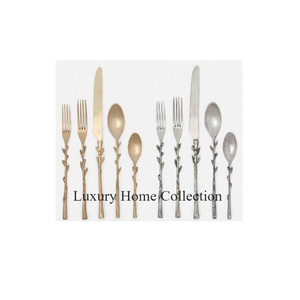 New thép không gỉ bạc thiết lập dao kéo gương đánh bóng muỗng <span class=keywords><strong>spork</strong></span> Set Flatware bạc với cây chi nhánh thiết kế xử lý - Product Image 3