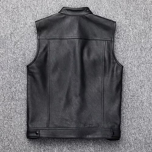 Gilet en cuir sans manches pour hommes, vêtements de rue, bonne qualité, gilet en cuir Offre Spéciale hommes - Product Image 3