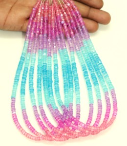 Perle Heishi naturelle en forme de pneu à facettes en pierre de lune arc-en-ciel flashy, qualité AAA 5-6mm, 15 "perles de pierre de lune arc-en-ciel coupe fantaisie - Product Image 1