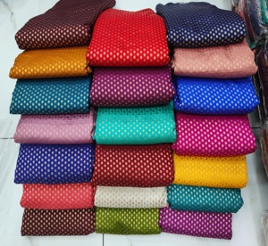 Tela textil tejida Jacquard brocado de seda Premium 100% de alta calidad para vestidos de niñas tapicería artesanía-venta al por mayor a granel - Product Image 3