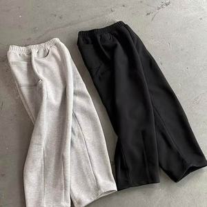 2 Piece Custom <b>Drop</b> Shoulder Heavy 100% Cotton Full Zip up Flare Tracksuit for Men Zipper Sweatsuit Sweatpants and Hoodie Set - Product Image 4