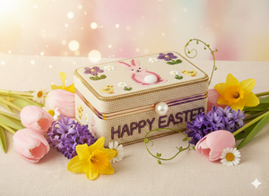 Boîte à bijoux de Pâques artisanale de luxe, ornée de perles, en velours brodé, organiseur de souvenirs, fermoir en perles, boîtes cadeaux festives personnalisées 2026 - Product Image 3