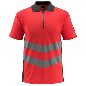 High Visibility Men's Polyester <b>Polo</b> Shirt with Reflective Stripes Workwear Uniform - Product Image 6