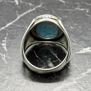 Handmade Turkish Vintage Ottoman Jewelry Bold Blue Stone Rose Gold Plated Statement <b>Ring</b> <b>Mens</b> Turquoise <b>Silver</b> <b>Ring</b> - Product Image 6