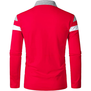 Chemise à manches longues pour homme, coupe ajustée décontractée, respirante, fermeture éclair contrastée, couleur unie, coton, hauts personnalisés OEM ODM, marque privée - Product Image 2