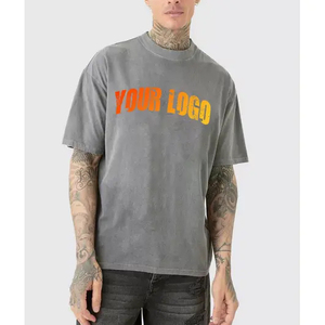 Venta al por mayor 100% algodón Hip Hop camisetas para hombres de alta calidad lavado ácido de secado rápido de gran tamaño de manga corta pesado 300 GSM en blanco - Product Image 1