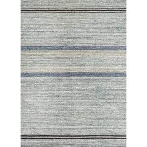 Tapis en laine et viscose tissé à la main à rayures bleues pour la maison - Hwv-51040 - Product Image 1