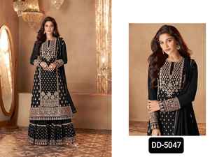 El último traje Salwar Kameez de estilo indio y pakistaní floreciente Georgette con trabajo de secuencia pesada para ropa de festival de boda - Product Image 4