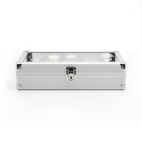 Boîte de présentation de montre en alliage d'aluminium personnalisée OEM/ODM avec couvercle transparent, étanche IP68, support réglable
