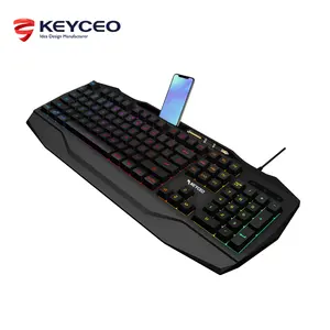 Teclado de computador rgb 104 teclas, teclado de jogo de membrana sensação de toque teclado jogo keyceo