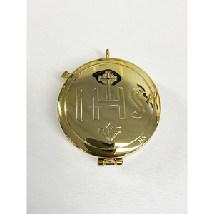 Handmade Brass Pyx Keepsake <b>Box</b> With Shiny Polish Finishing Round Shape <b>Letters</b> Embossed Design Best Quality For Religious Use - Product Image 4