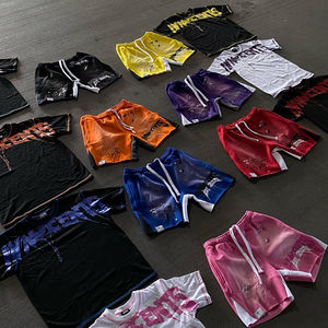 Conjunto corto de verano para hombre, camiseta de manga corta, conjuntos de pantalones cortos, dos piezas, logotipo personalizado, conjunto de chándal informal de verano para hombre, transpirable - Product Image 5