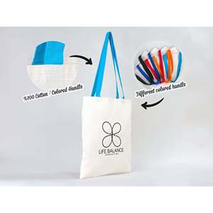 Bolsa de Tela de Algodón Orgánico al por Mayor, Económica, en Grandes Cantidades, con Asas Turquesa, Personalizada, 14W X 16H Pulgadas, Reciclable - Product Image 5