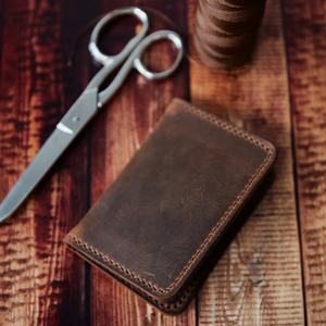 <b>Leather</b> Card Holder Wallet Business Personalized Id <b>Coin</b> <b>Purses</b> Gift for Her Father's Day Gift LCR-0025B - Product Image 1