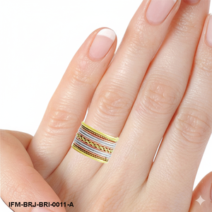 Wide Brass Mixed Metal <b>Ring</b> Two-Tone Gold and Silver <b>Boho</b> Band Braided Statement <b>Ring</b> for Women - Product Image 4