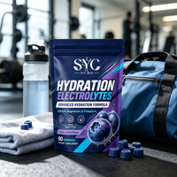 SYC BIO Hydratation Électrolytes, Gommes au Calcium, Magnésium et Potassium, Récupération Post-Entraînement, 60 Unités, OEM ODM Marque Privée