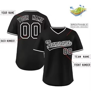 Maillot de baseball unisexe personnalisé en polyester avec logo brodé et rayures fines, sublimation, pour garçons - Product Image 2