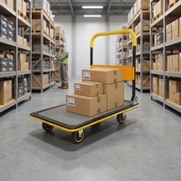 Chariot de manutention pliable à quatre roues pour entrepôt et supermarché, capacité de charge 150 kg, avec poignée