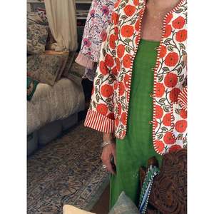 Reversible <b>Quilted</b> Cotton <b>Jacket</b> for Ladies Floral Chrysanthemum <b>Pattern</b> Blazer Style Bomber Varsity Boho-for Spring Autumn - Product Image 2