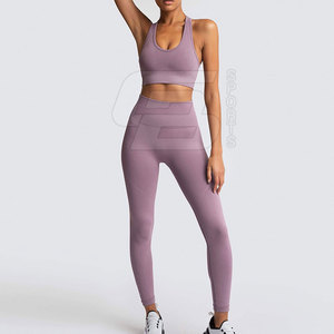 Colección 2024, conjunto de Yoga para mujer más vendido, ligero, muy a la moda, cintura elástica, sólido, OEM, al mejor precio al por mayor - Product Image 4