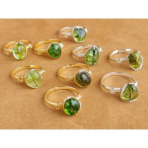 Bohemian Style Gold-Plated Brass Gemstone <b>Rings</b> Bezel Setting Inlay for Gift - Product Image 3