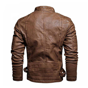 Chaqueta de Cuero para Hombre al por Mayor, Diseño Clásico de Motociclista, Cuero Genuino Suave, Cuello Alto, Forro Interior Cálido - Product Image 6