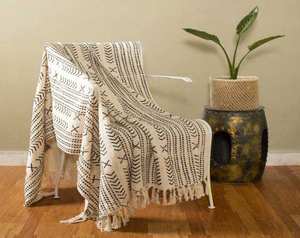 Manta de Algodón con Estampado de Bloques Hecha a Mano, Ecológica y de Lujo, para Sala de Estar, Dormitorio e Interiores Modernos, Uso en Todas las Estaciones - Product Image 3