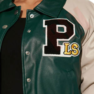 Chaqueta Varsity de Mezclilla para Mujer, Hecha a Medida, de Alta Calidad, Corte Ajustado, con Cuello de Piel de Zorro, Cierre de Cremallera a Prueba de Viento, Personalizada - Product Image 4