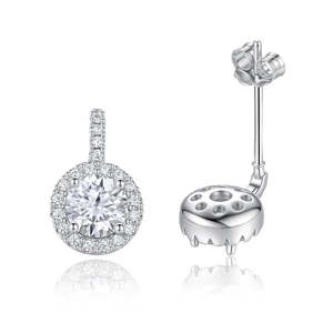 Pendientes de Moissanita Redondos de 1 Quilate con Brillo y Destellos, Diseño de Lujo - Product Image 2