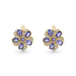 Conception florale bijoux fins solide 925 en argent Sterling tanzanite naturelle pierres précieuses à facettes à la main vêtements quotidiens boucles d'oreilles pour les femmes - Product Image 3