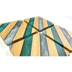 Dessous de verre en bois fantaisie conception d'incrustation de résine utilisation de cuisine et de table de l'inde par l'artisanat de qualité sous-verres en époxy en bois carré - Product Image 5