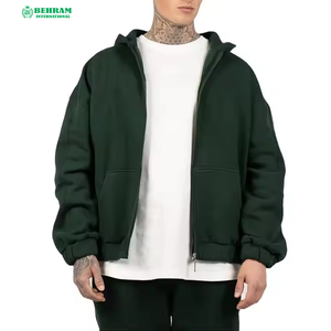 Sweat à capuche unisexe personnalisé OEM en molleton bouclette épais 500 GSM en coton avec double fermeture éclair, respirant et à séchage rapide - Product Image 4