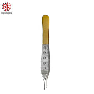 Nouvelles pinces à tissus ADSON de qualité supérieure, marron, 4,75 po, 9x9 dents, pointe fenêtrée, manche doré, pour chirurgie générale, usage manuel médical - Product Image 2